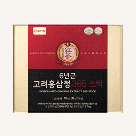 Jeongwonsam 6-Year Korean Red Ginseng Extract 365 Stick Gift Set, 300g