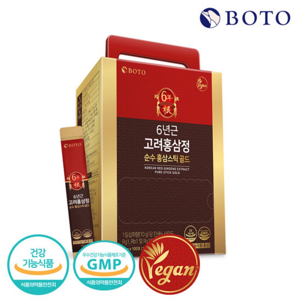 Bodoo 6-Year Korean Red Ginseng Extract Stick Gold, 100 Sticks
