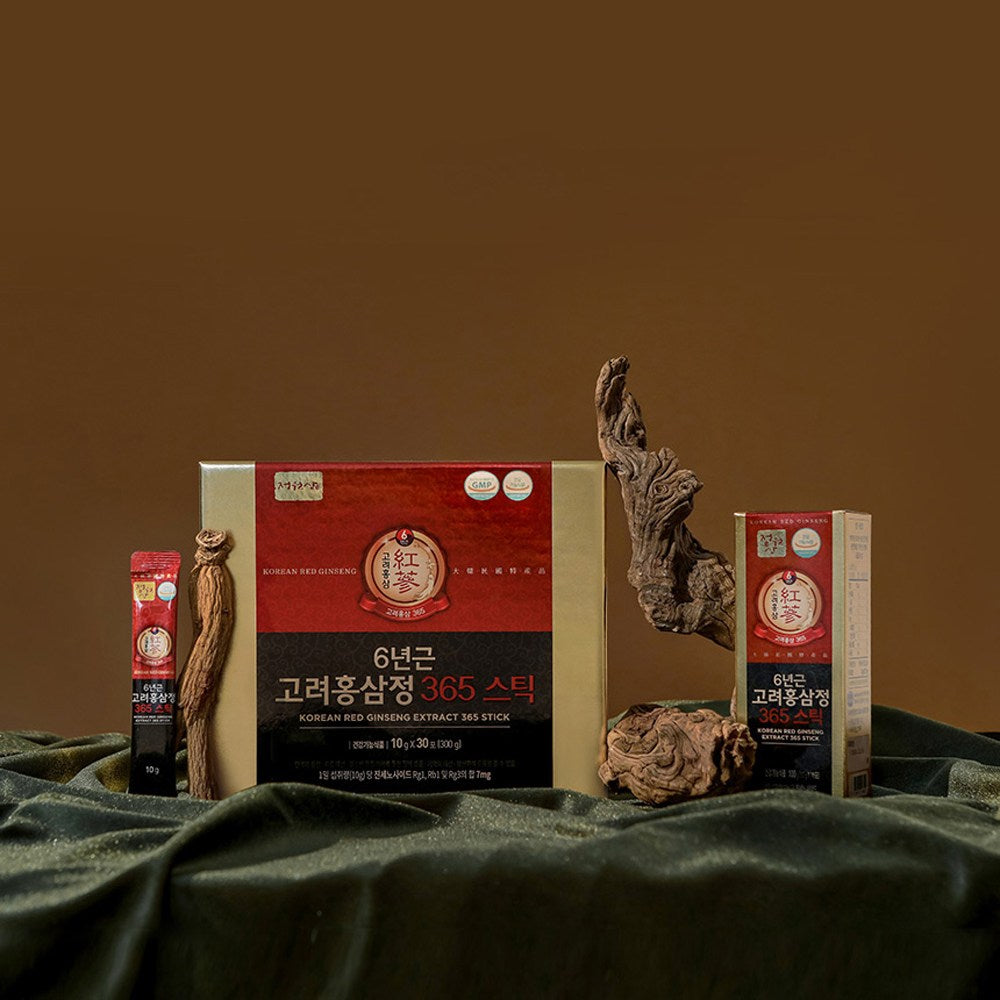 Jeongwonsam 6-Year Korean Red Ginseng Extract 365 Stick Gift Set, 300g