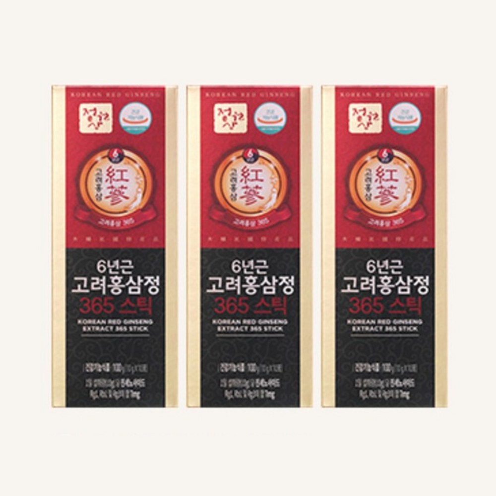 Jeongwonsam 6-Year Korean Red Ginseng Extract 365 Stick Gift Set, 300g