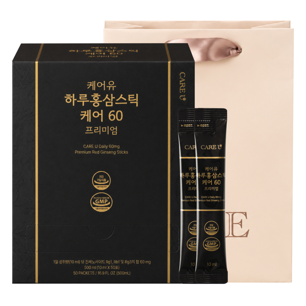 Careyou Care60 Premium Red Ginseng Stick, 6-Year Root, 50 Pack