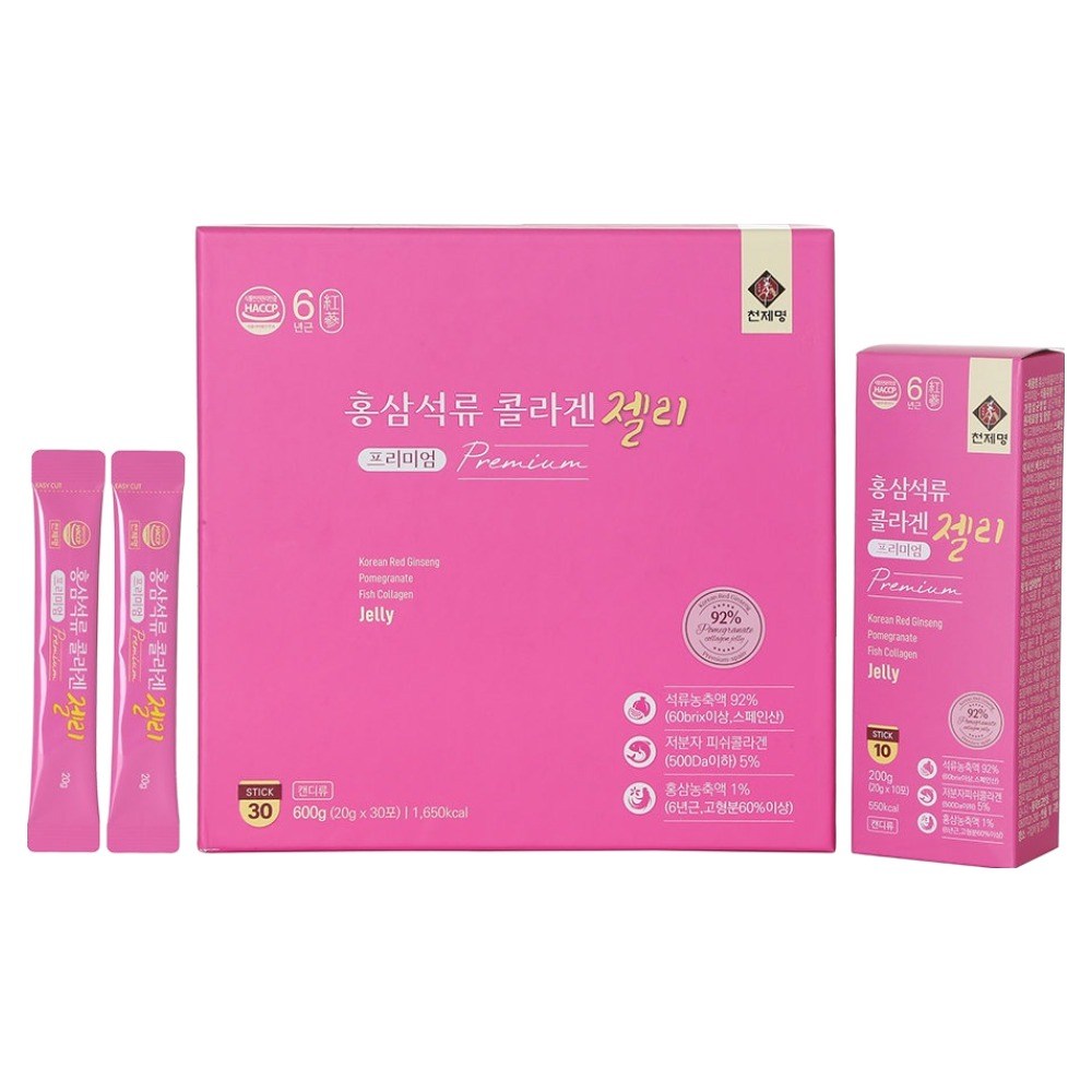 Cheonjemyeong Red Ginseng Pomegranate Collagen Jelly, 30 Sticks, 600g