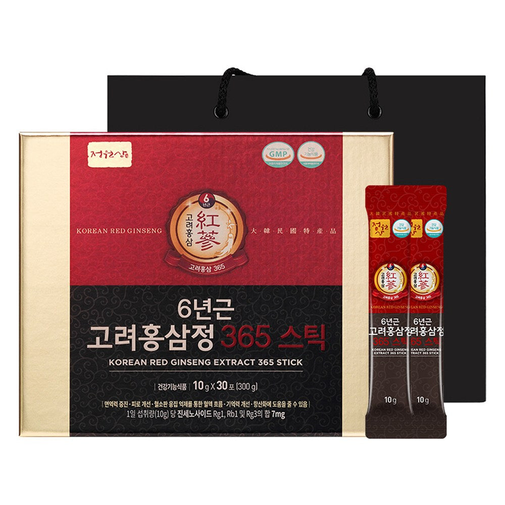 Jeongwonsam 6-Year Korean Red Ginseng Extract 365 Stick Gift Set, 300g