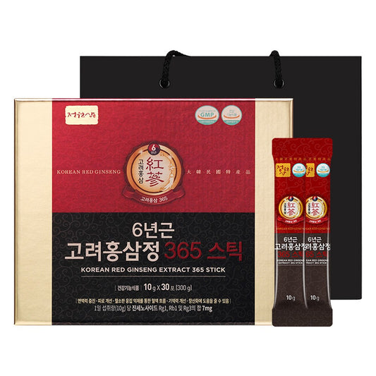 Jeongwonsam 6-Year Korean Red Ginseng Extract 365 Stick Gift Set, 300g