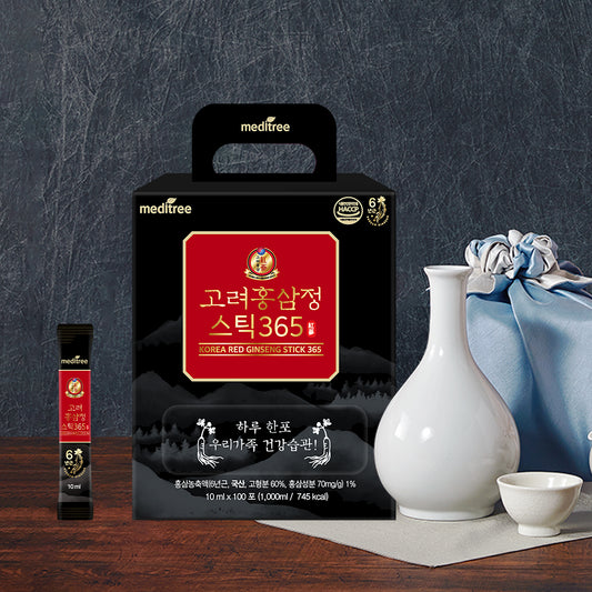 Meditree Korean Red Ginseng Extract Stick 365, 100 Packets