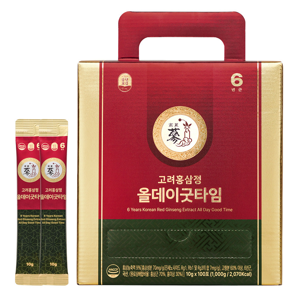 Pungnyeon Bogam 6-Year Korean Red Ginseng Stick, 10g x 100 Packets