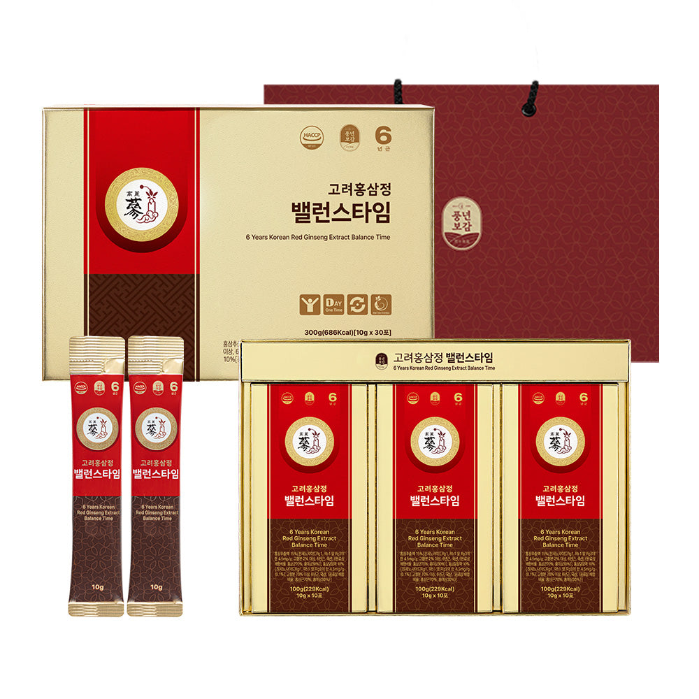Pungnyeon Bogam 6-Year Korean Red Ginseng Stick Gift Set, 10g x 30