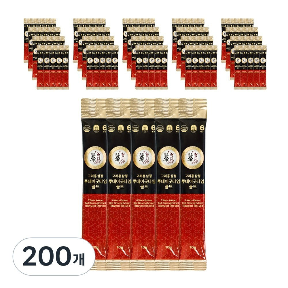 Pungnyeon Bogam 6-Year Korean Red Ginseng Sticks Gold, 10g, 200 Count