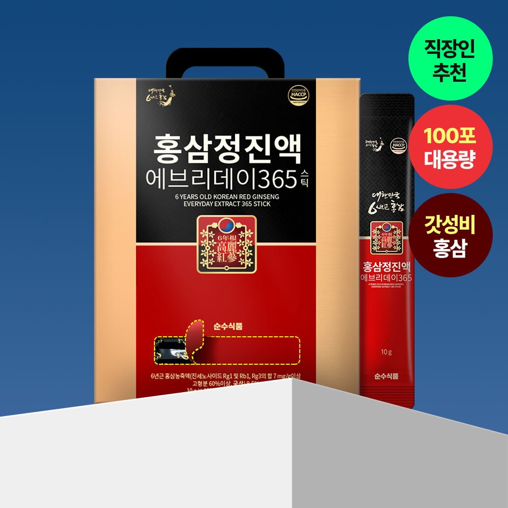 Soonsoo Food 6 Year Korean Red Ginseng Extract Sticks, 100 Count