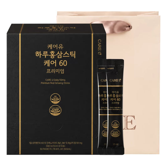Careyou Care60 Premium Red Ginseng Stick, 6-Year Root, 50 Pack
